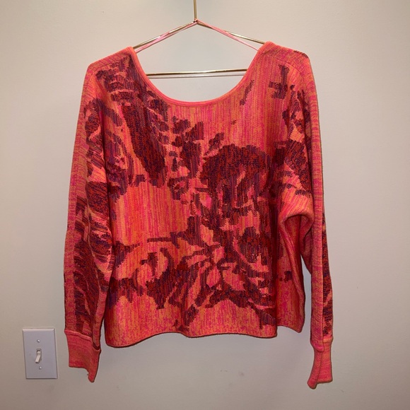 Anthropologie Sweaters - Anthropologie Pink Abstract Knit Dolman Top XS NWT